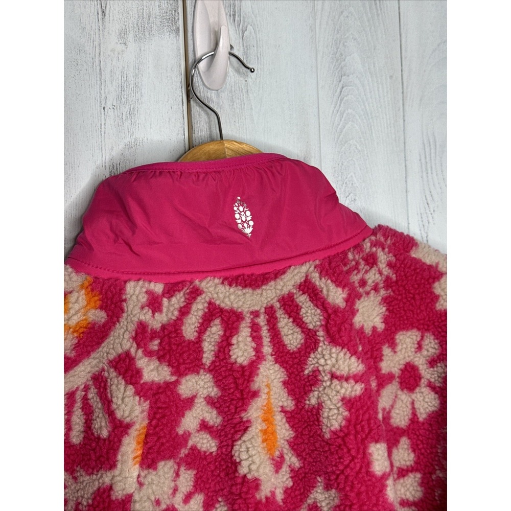 Free People Movement Pink Floral Small Rocky Ridge Fleece Sherpa Jacket Snap Up - Picture 6 of 11